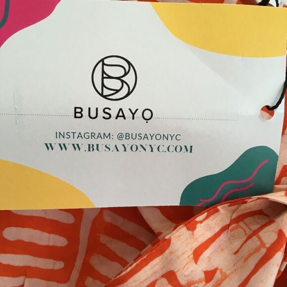 NEW WITH TAGS BUSAYO DELE MAXI DRESS IN ORANGE AND WHITE PRINT - Picture 8 of 13